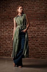 Double Pocket Long Top-Green